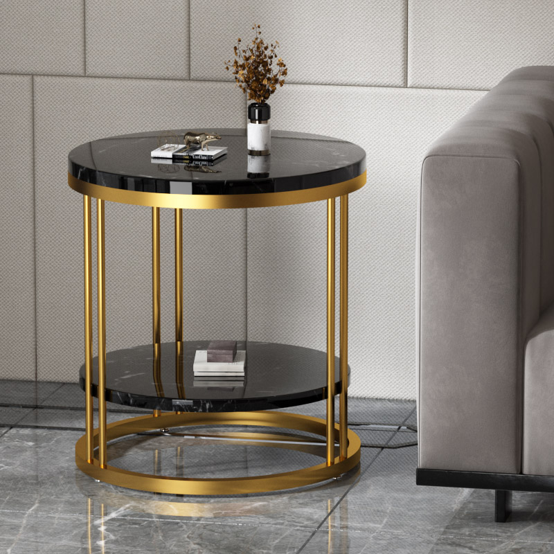 Living room black round side table - XiangLiu Furniture